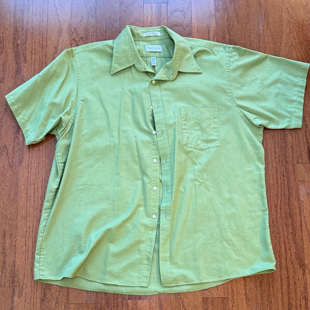 Van Heusen Sage Green Casual Button Down Shirt